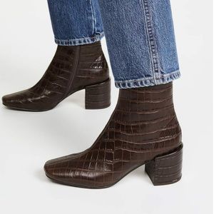 Jeffrey Campbell brown square toe ankle boots